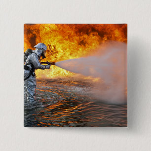 Ein Flugzeugrettungs-Feuerbekämpfungsteam Button