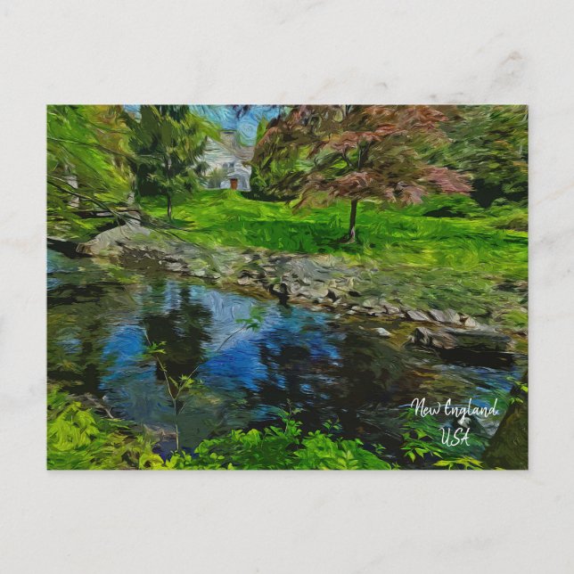 Ein Fluss fließt durch ihn. New England USA Postkarte (Vorderseite)