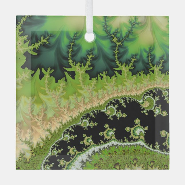 Ein Fluss im Grünen Fraktal Landschaftskunst Ornament Aus Glas (Vorderseite)