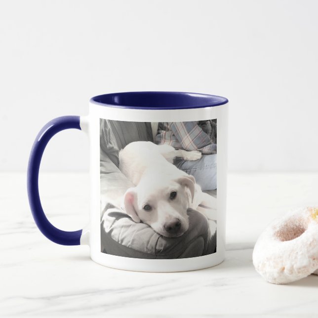Ein Foto Bester Vater je Niedlicher Welpen Hund bl Tasse (Mit Donut)