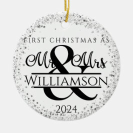 Ein Foto Erste Weihnacht Verheiratet Mr. & Mrs. Gl Keramik Ornament