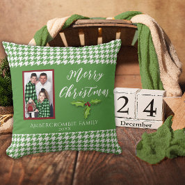 Ein Foto Holiday Green und White Hahnentrittmuster Kissen