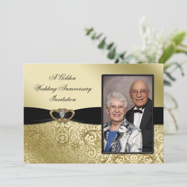 Ein Foto zum 50. Hochzeitstag Einladung (Stehend Vorderseite)