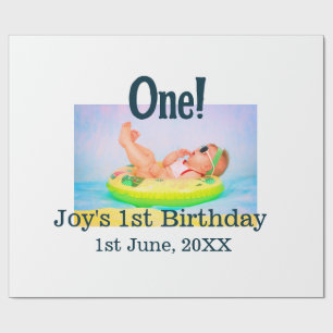 Ein Foto zum ersten Geburtstag mit modernen Namen Geschenkpapier