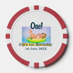 Ein Foto zum ersten Geburtstag mit modernen Namen Pokerchips