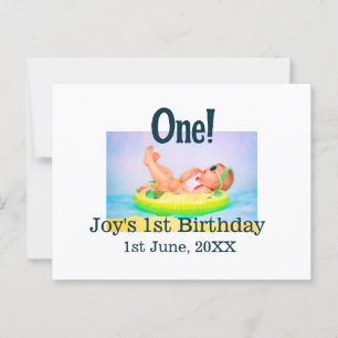 Ein Foto zum ersten Geburtstag mit modernen Namen Postkarte