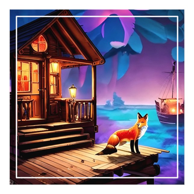 Ein Fox sitzend vor der Kabine-47567 Fotodruck (Vorne)