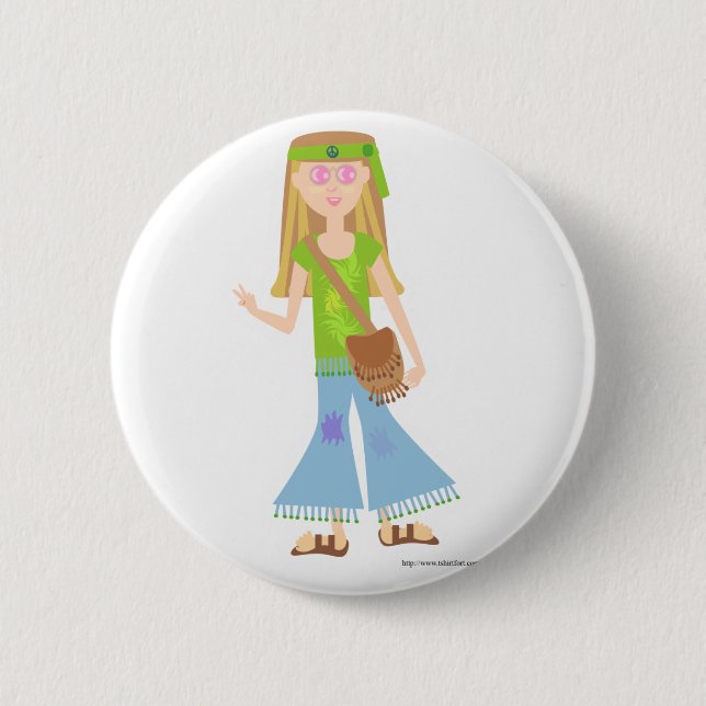 Ein freches Hippie-Mädchen Button (Vorderseite)