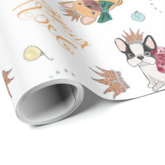 Ein Frenchie-Weihnachtspapier Geschenkpapier