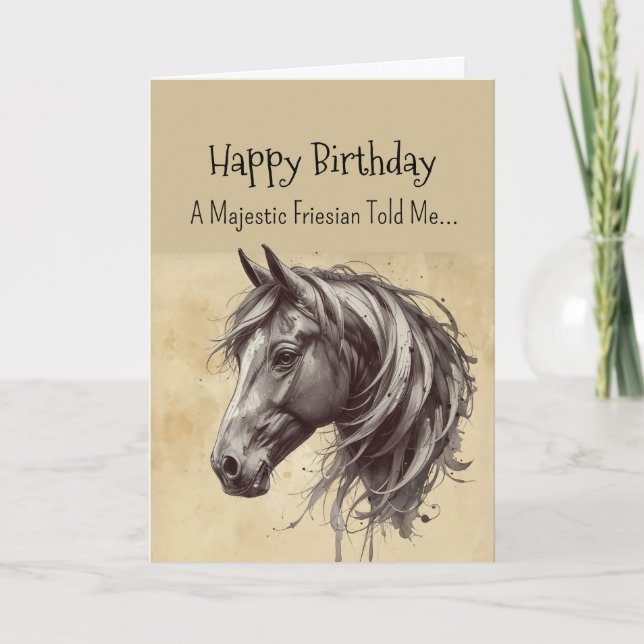 Ein Fresischer Pferdefreund zum Geburtstag Karte (Vorderseite)