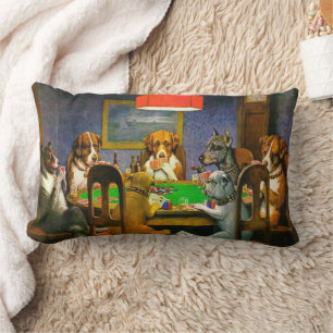 Ein Freund in der Not Hunde beim Pokern  Lendenkissen