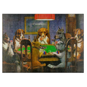 Ein Freund in der Not Hunde spielen Poker Cassius  Schneidebrett