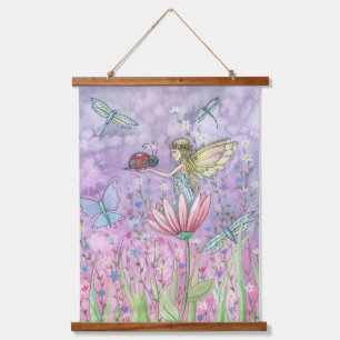 Ein freundliches Encounter Fairy and Butterfly Art Wandteppich Mit Holzrahmen