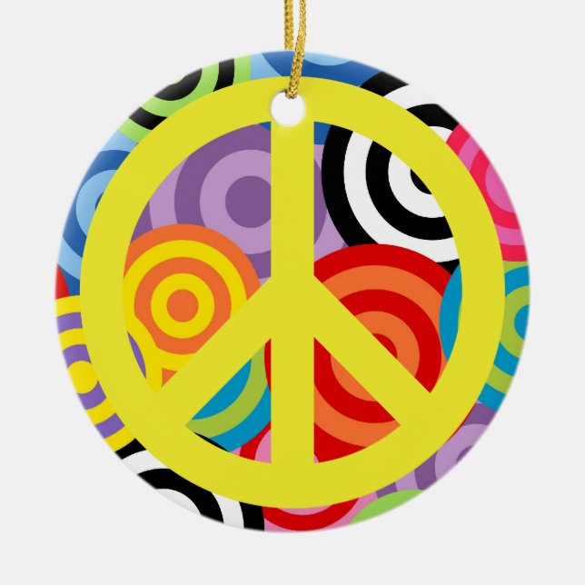Ein Friedliches Thema - Friedenszeichen Keramikornament (Vorne)