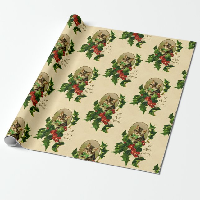 Ein frohe Weihnachten Holly Kitty wieder hergestel Geschenkpapier (Ungerollt)