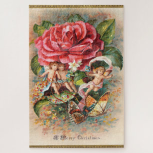Ein Frohe Weihnachten-Vintage-Postkarte aus der vi