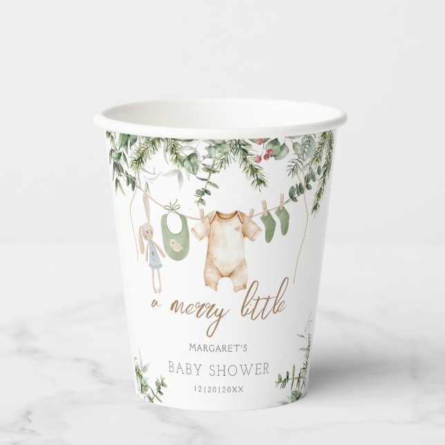 Ein froher Klein | Boho Boy Winter Baby Dusche Pappbecher (Vorderseite)
