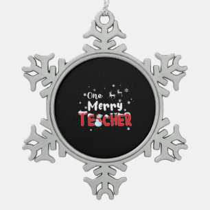 Ein froher Lehrer Snowman unterrichtet Weihnachten Schneeflocken Zinn-Ornament