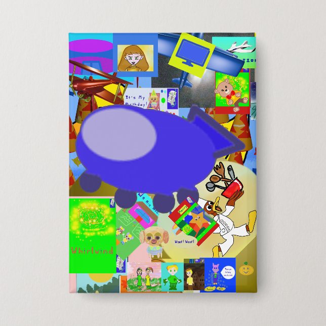 Ein froher Raumschiff-Cartoon Button (Vorderseite)