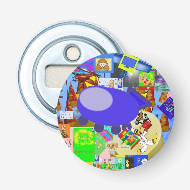 Ein froher Raumschiff-Cartoon Flaschenöffner (Vorderseite)