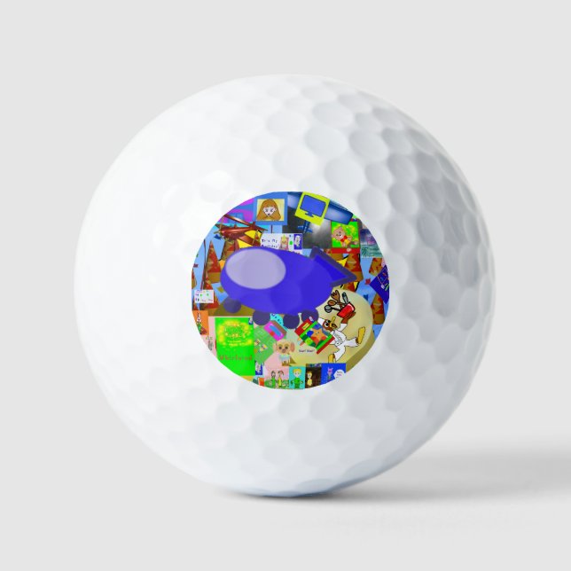 Ein froher Raumschiff-Cartoon Golfball (Vorderseite)