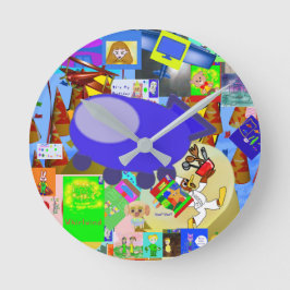 Ein froher Raumschiff-Cartoon Runde Wanduhr