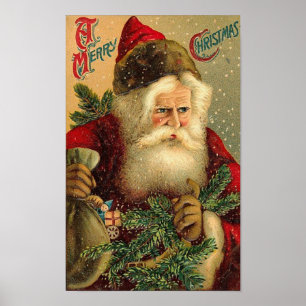 Ein froher Weihnachten Vintager Weihnachtsmann Poster