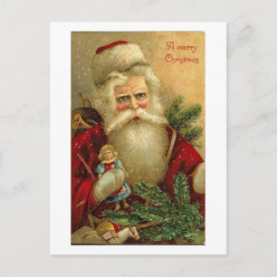 Ein froher Weihnachtsmann und Puppenkarte Feiertagspostkarte