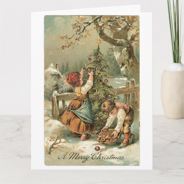 Ein froher Weihnachtsurlaub Vintag Karte (Vorderseite)