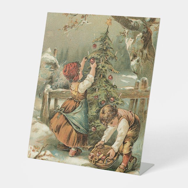 Ein froher Weihnachtsurlaub Vintag Sockelschild (Vorderseite)