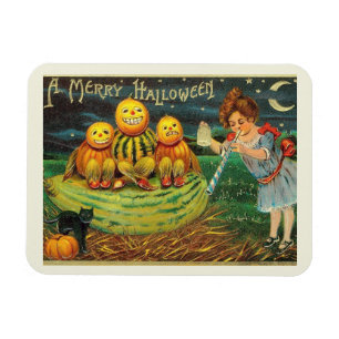 Ein frohes Halloween, Kürbislaternen, Mädchen, Vin Magnet