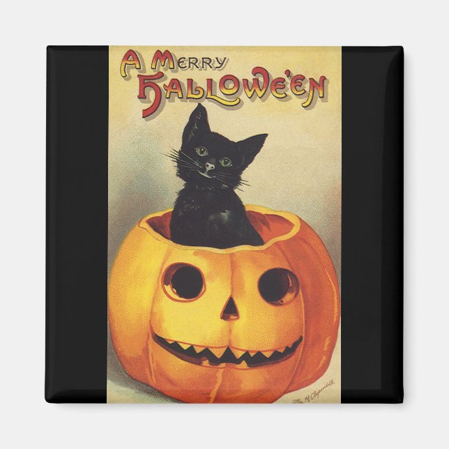Ein frohes Halloween von Ellen Clapsaddle, Vintage Magnet (Vorne)