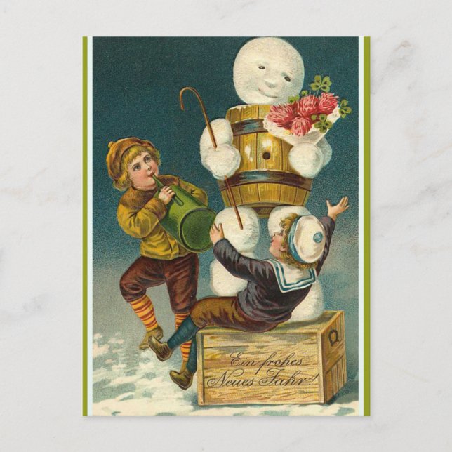 Ein Frohes Neues Jahr Vintag Postkarte (Vorderseite)