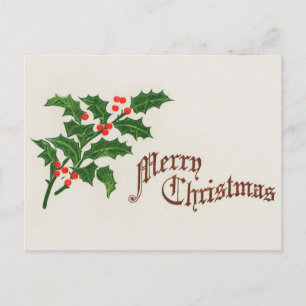 Ein frohes Weihnachten Stechpalmen-Beeren Vintage-