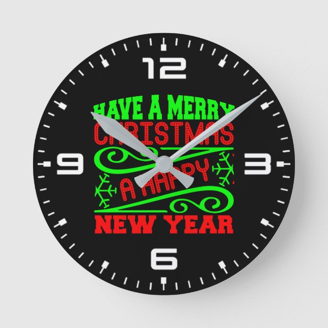 Ein frohes Weihnachtsfest - ein glückliches neues  Runde Wanduhr (Vorderseite)