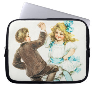 Ein frohes Weihnachtsfest - Vintage-Karte, tanzend Laptopschutzhülle