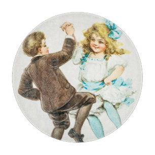 Ein frohes Weihnachtsfest - Vintage-Karte, tanzend Schneidebrett