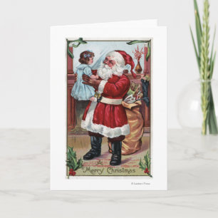 Ein frohes Weihnachtsmädchen in Blau Feiertagskarte