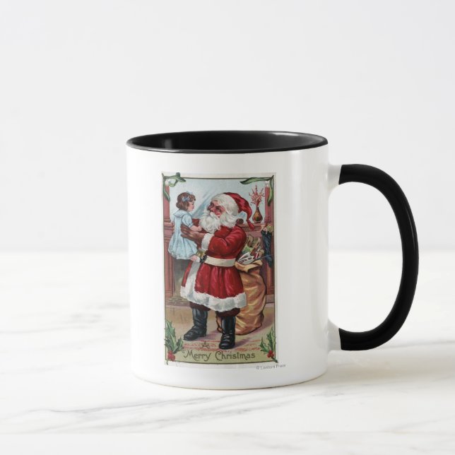 Ein frohes Weihnachtsmädchen in Blau Tasse (Rechts)