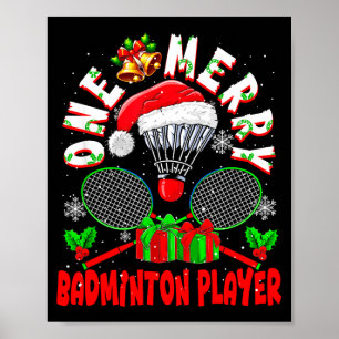 Ein fröhlicher Badminton-Spieler Weihnachts-Team-M Poster