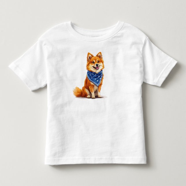 Ein fröhlicher Hund im Stil eines Cartoon Kleinkind T-shirt (Vorderseite)