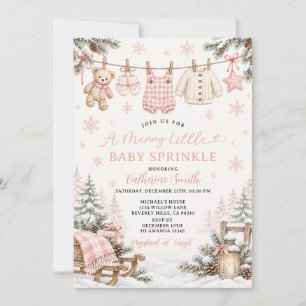Ein fröhlicher kleiner Baby Sprinkle Pink Winter Einladung