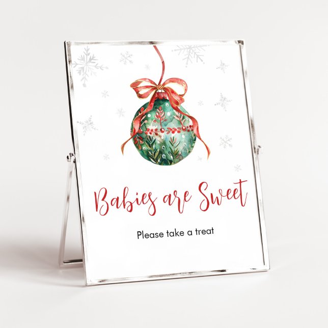 Ein fröhlicher kleiner Weihnachtsjungen ist süß Poster (Merry Little Christmas Ornaments Baby Shower Babies are Sweet Sign)