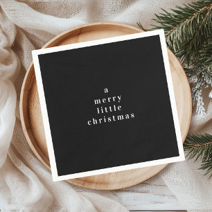 Ein fröhlicher kleiner Weihnachtsschwarzer Feierta Serviette