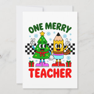 Ein fröhlicher Lehrer Weihnachtsbaum Bleistift Xma Einladung
