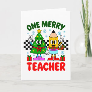Ein fröhlicher Lehrer Weihnachtsbaum Bleistift Xma Karte