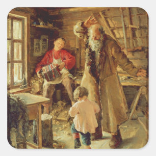 Ein fröhlicher Moment, 1897 Quadratischer Aufkleber