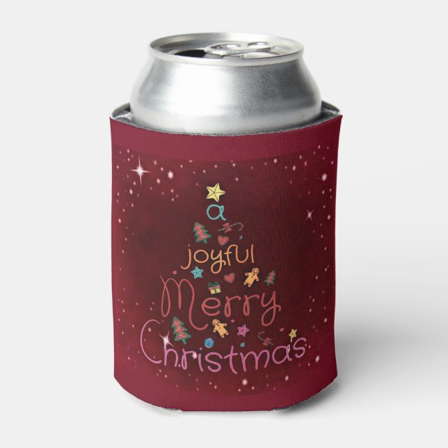 Ein fröhlicher Weihnachtsgruß auf Rot Dosenkühler (Kanne Vorderseite)