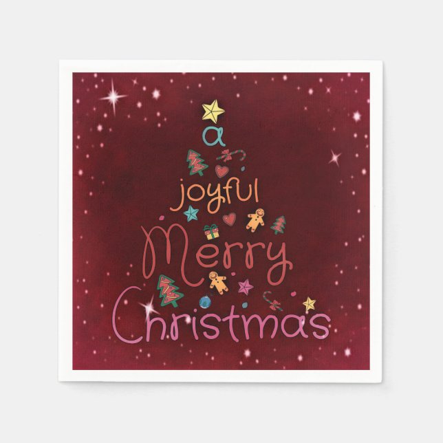 Ein fröhlicher Weihnachtsgruß auf Rot Serviette (Vorderseite)