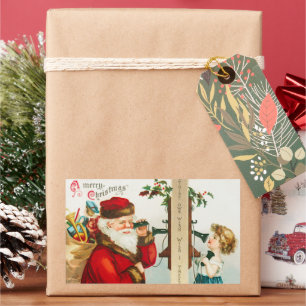 Ein fröhlicher Weihnachtsmann von Ellen Clapsaddle Rechteckiger Aufkleber